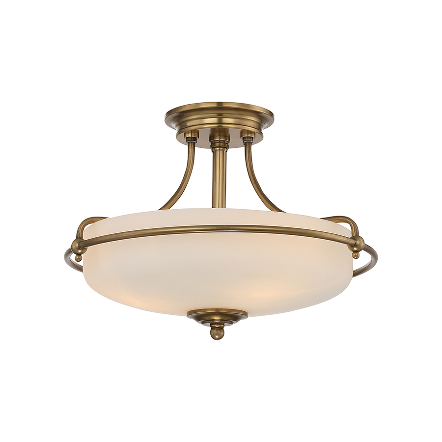 Carousel 3Lt Semi-Flush Ceiling Light in Weathered Brass