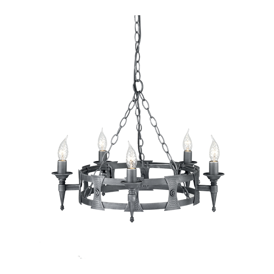 Roland 5Lt Chandelier in Silver and Black