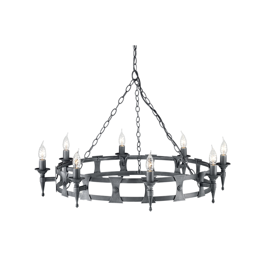 Roland 8Lt Chandelier in Silver and Black