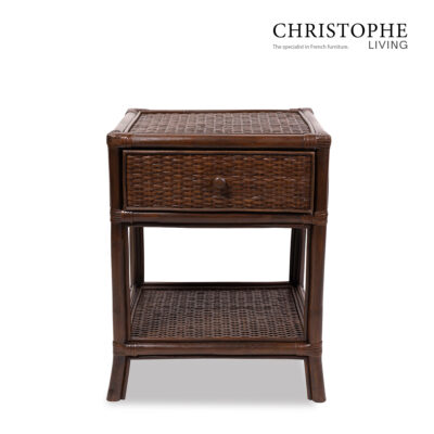 Aria English Rattan Bedside Table in Rich Coffee Bean