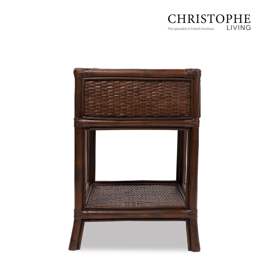 Aria English Rattan Bedside Table in Rich Coffee Bean