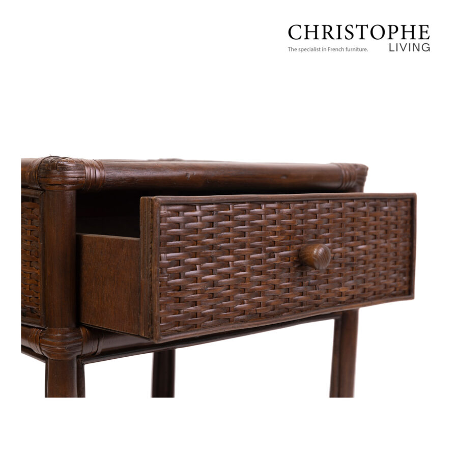 Aria English Rattan Bedside Table in Rich Coffee Bean