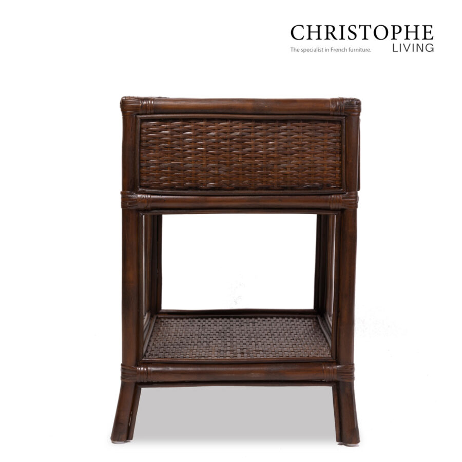 Aria English Rattan Bedside Table in Rich Coffee Bean