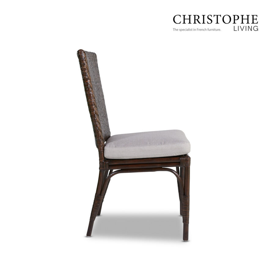 Aria English-Style Dining Room Dining Chair in Dark Rattan with Coffee Bean Finish