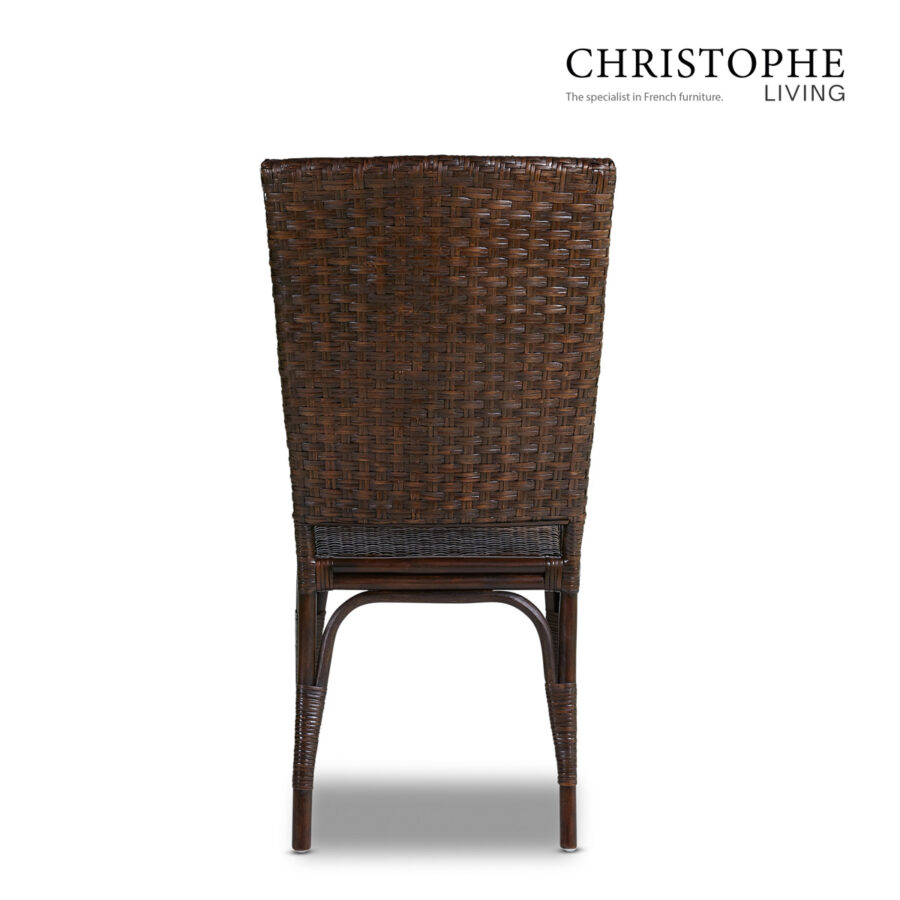 Aria English-Style Dining Room Dining Chair in Dark Rattan with Coffee Bean Finish