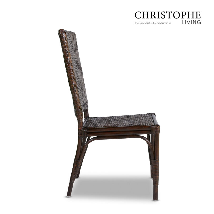 Aria English-Style Dining Room Dining Chair in Dark Rattan with Coffee Bean Finish