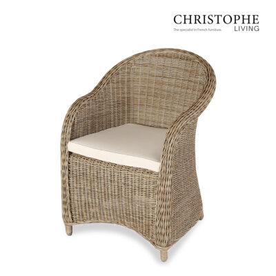 Bronte Outdoor Synthetic Rattan Wicker Dining Chair in Natural Finish