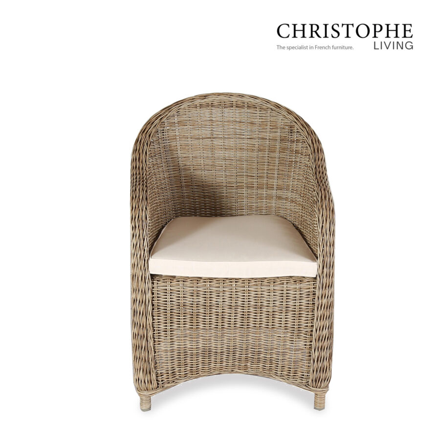 Bronte Outdoor Synthetic Rattan Wicker Dining Chair in Natural Finish