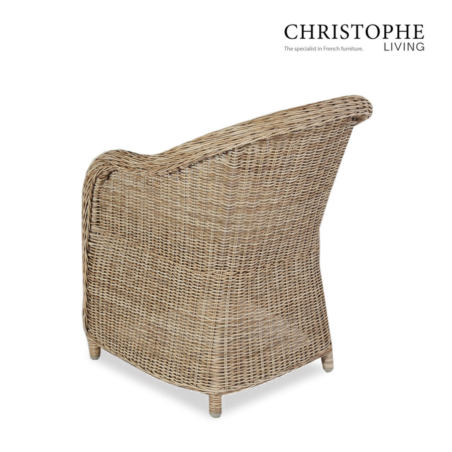 Bronte Outdoor Synthetic Rattan Wicker Dining Chair in Natural Finish