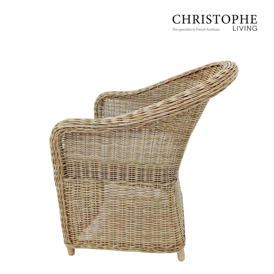 Bronte Outdoor Synthetic Rattan Wicker Dining Chair in Natural Finish