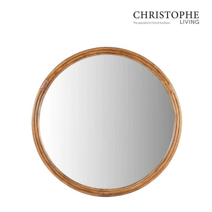 Cable Beach Elegance Outdoor Round Mirror - Natural Teak Finish