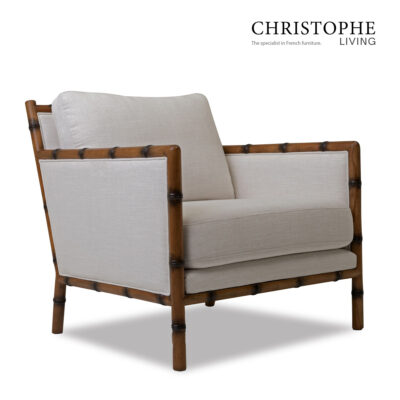 Capri Bamboo-Style Lounge Armchair in Natural Oak Fabric