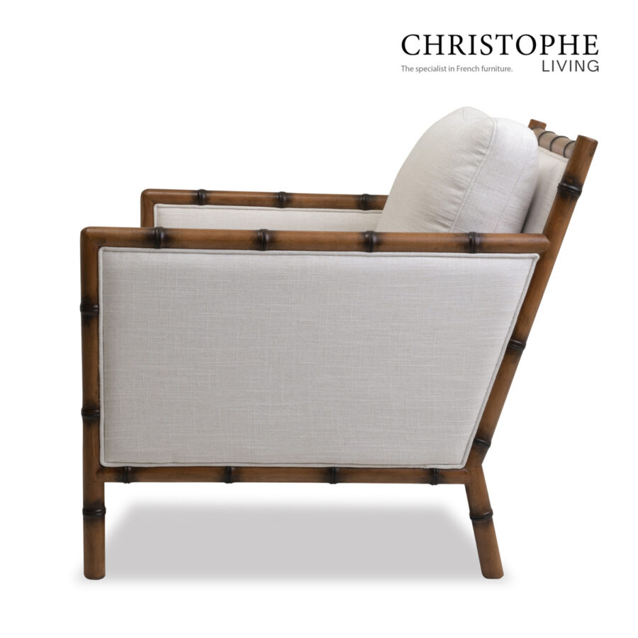 Capri Bamboo-Style Lounge Armchair in Natural Oak Fabric