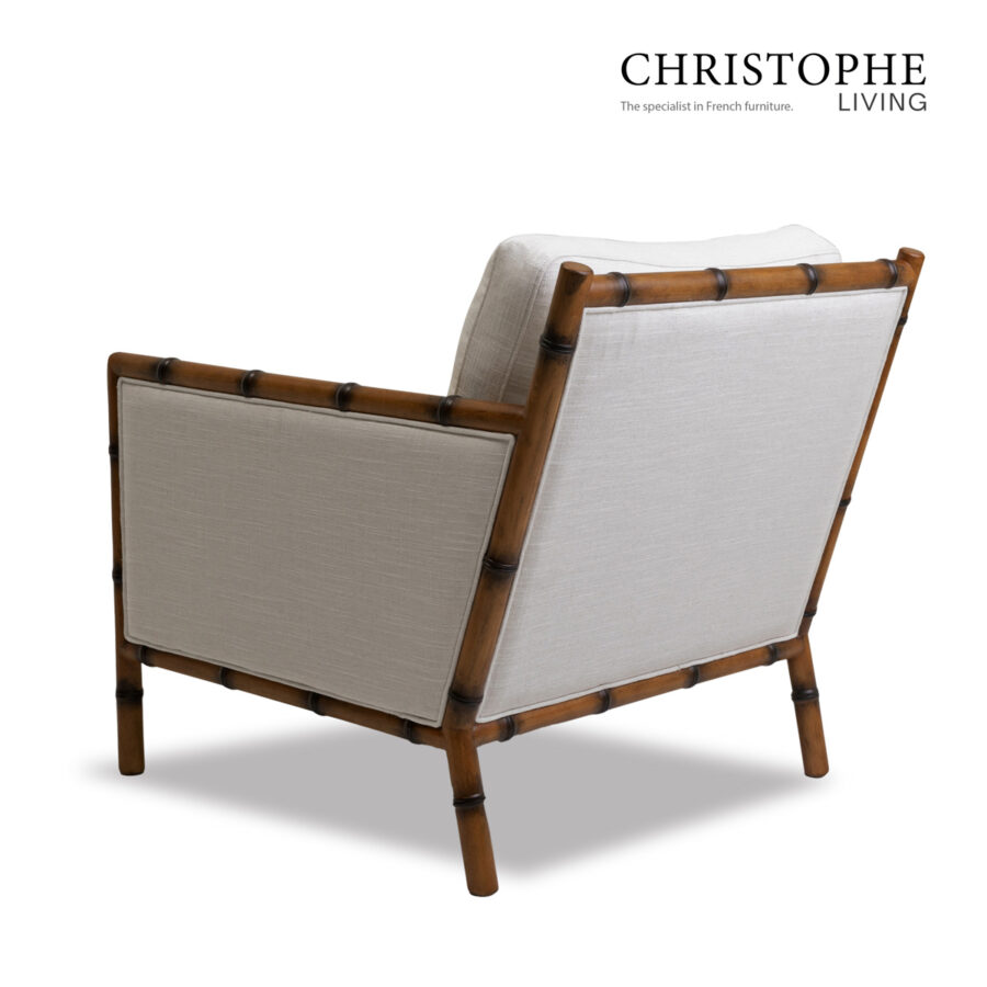 Capri Bamboo-Style Lounge Armchair in Natural Oak Fabric