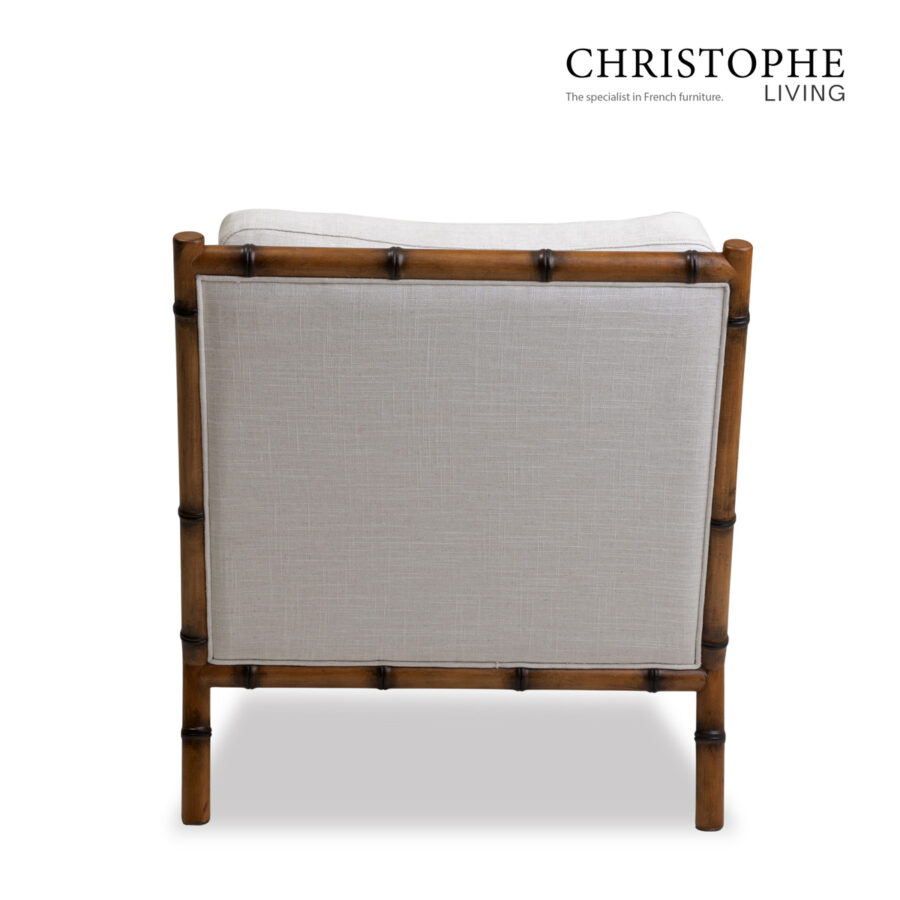 Capri Bamboo-Style Lounge Armchair in Natural Oak Fabric