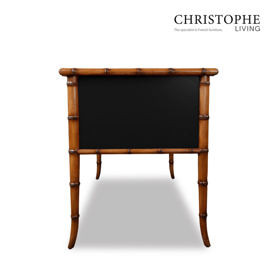 Capri Antique Bamboo Style Study Desk in Sleek Black with Brass Accents