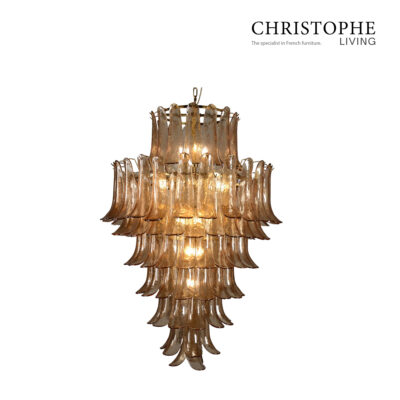 Cleopatra Amber Glass Tiered Chandelier - Large, Horn-Shaped Elegance for Dining Room, Entrance, or Living Room