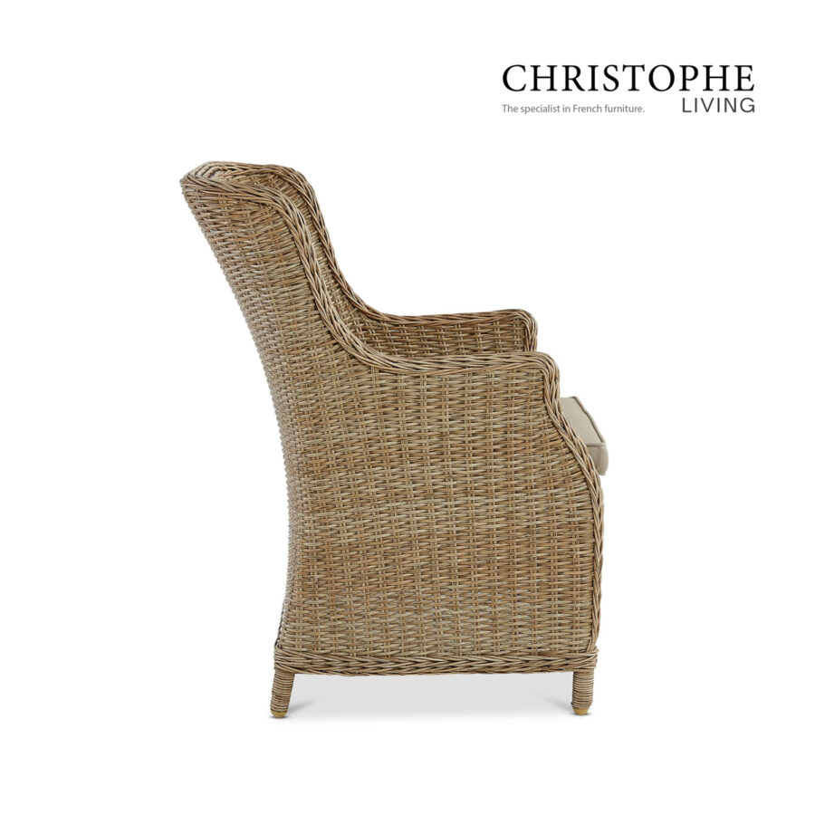 Coogee Elegant Outdoor Dining Chair in Natural Synthetic Rattan and Wicker