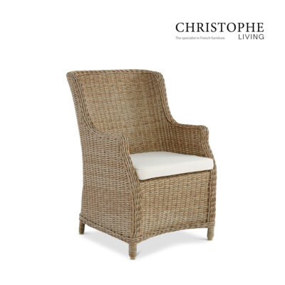 Coogee Elegant Outdoor Dining Chair in Natural Synthetic Rattan and Wicker