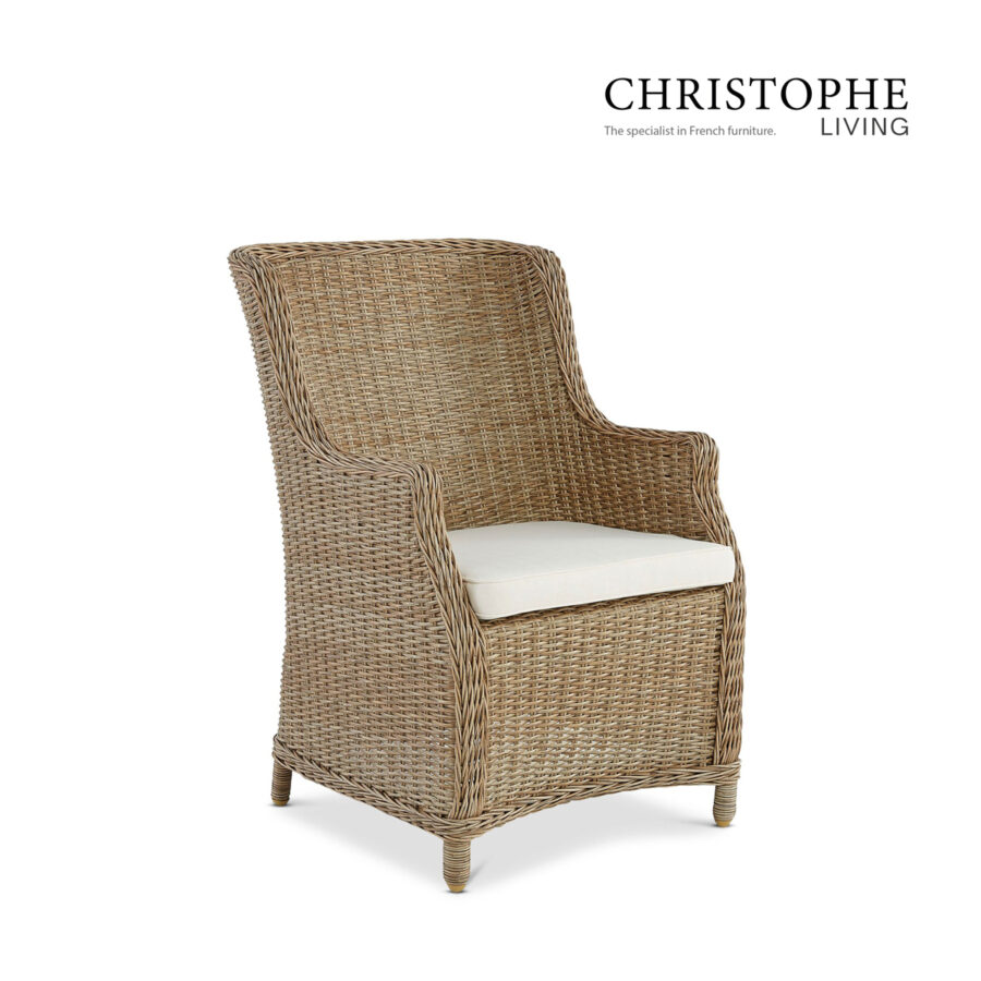 Coogee Elegant Outdoor Dining Chair in Natural Synthetic Rattan and Wicker