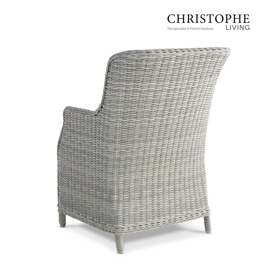 Coogee Elegant Outdoor Dining Chair in White & Grey Synthetic Rattan Wicker