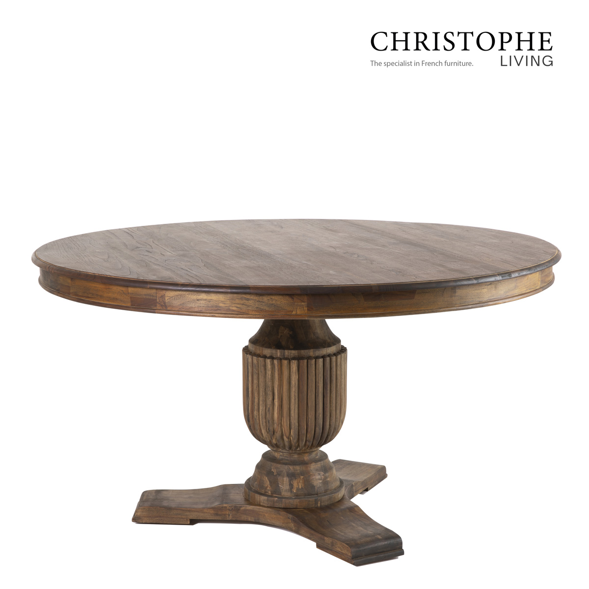 Fraser French Provincial Outdoor Dining Table - 150cm Round Brazilian Grey Teak