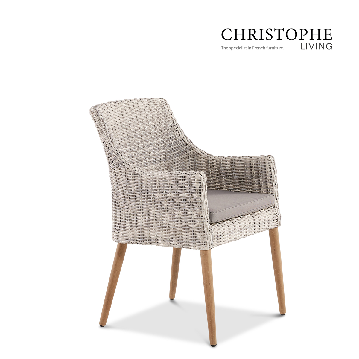 Hamilton Elegance Outdoor Dining Chair in White/Grey Synthetic Rattan and Wicker