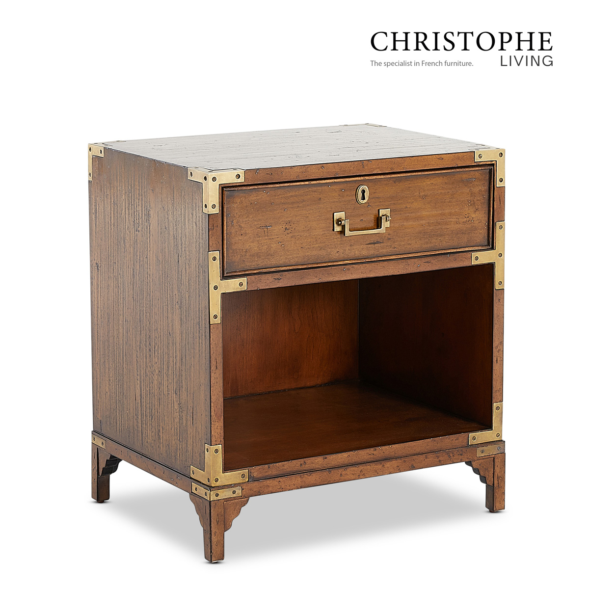 Holland Classic Bedside Table in Warm Natural Timber with Elegant Faux Bamboo Detail and 1 Drawer