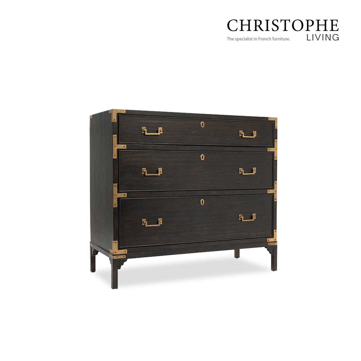 Holland 3-Drawer Chest in Elegant Charcoal Dark Timber
