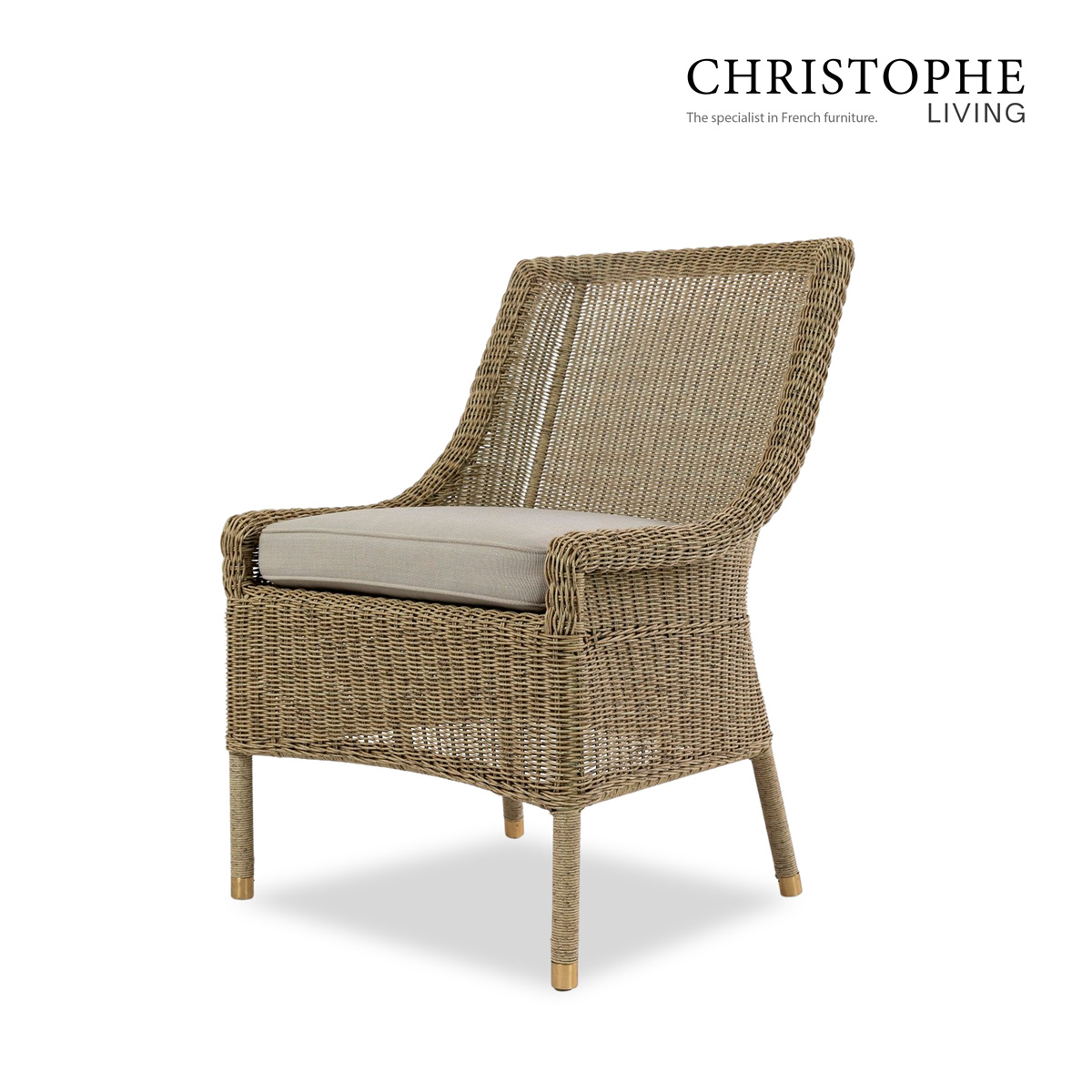 Hyams Coastal Outdoor Dining Chair in Natural Synthetic Rattan and Wicker