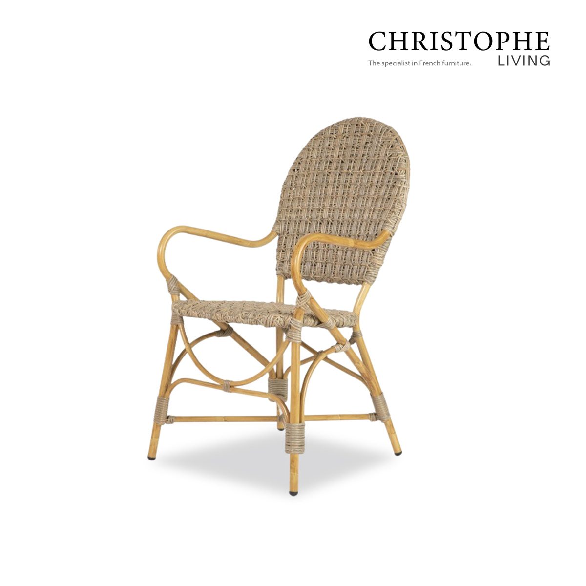 Noosa Elegant Outdoor Dining Chair in Natural Wicker and Synthetic Rattan