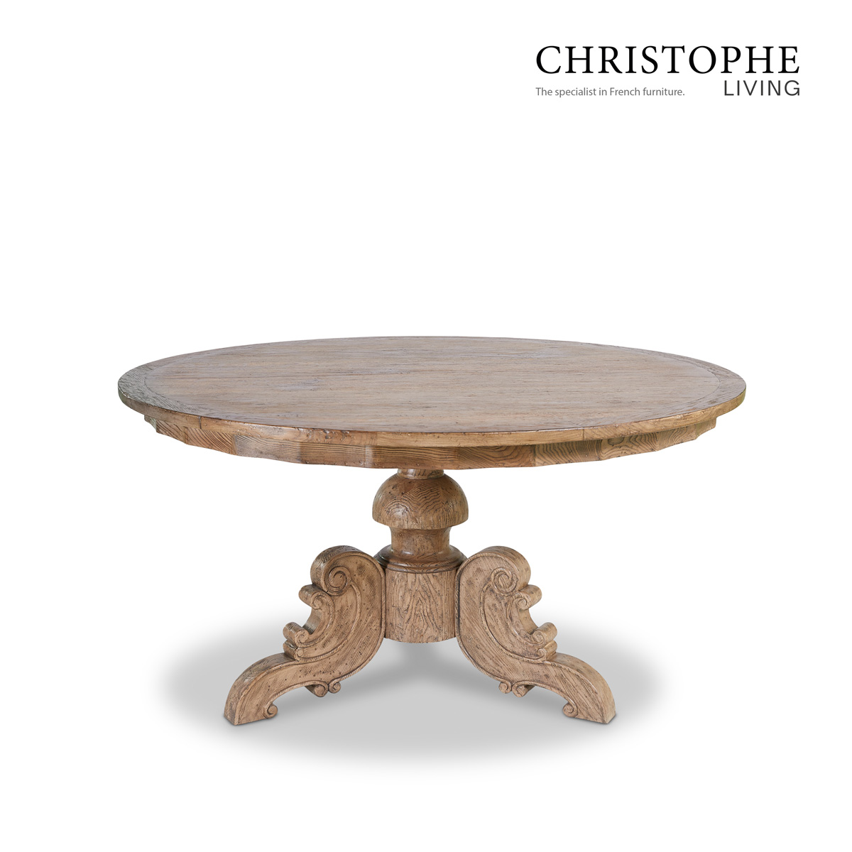 Pacific French Provincial Round Dining Table in Natural Walnut Finish