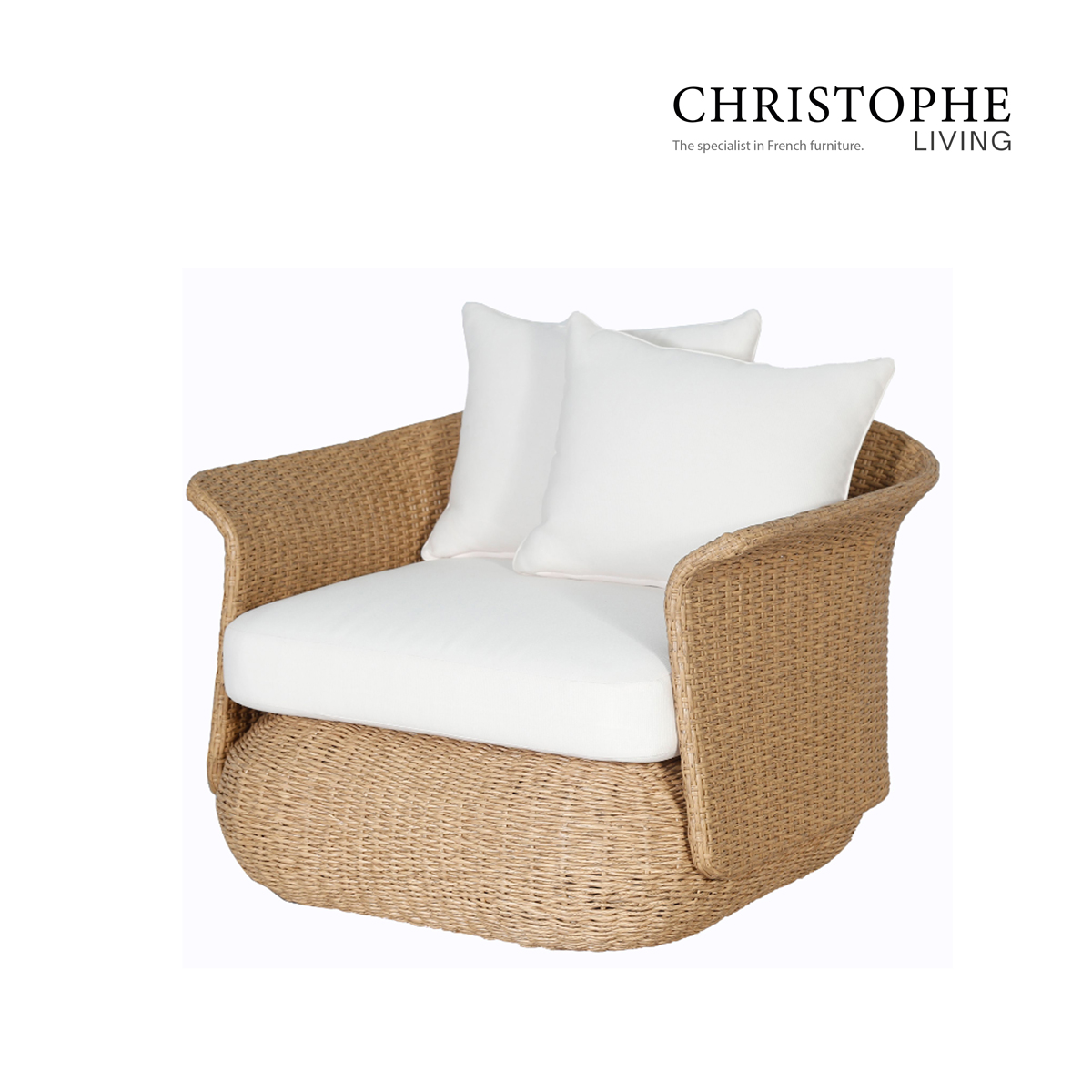 The Whitsundays Transitional Outdoor Patio Lounge Chair in Natural Wicker and Synthetic Rattan