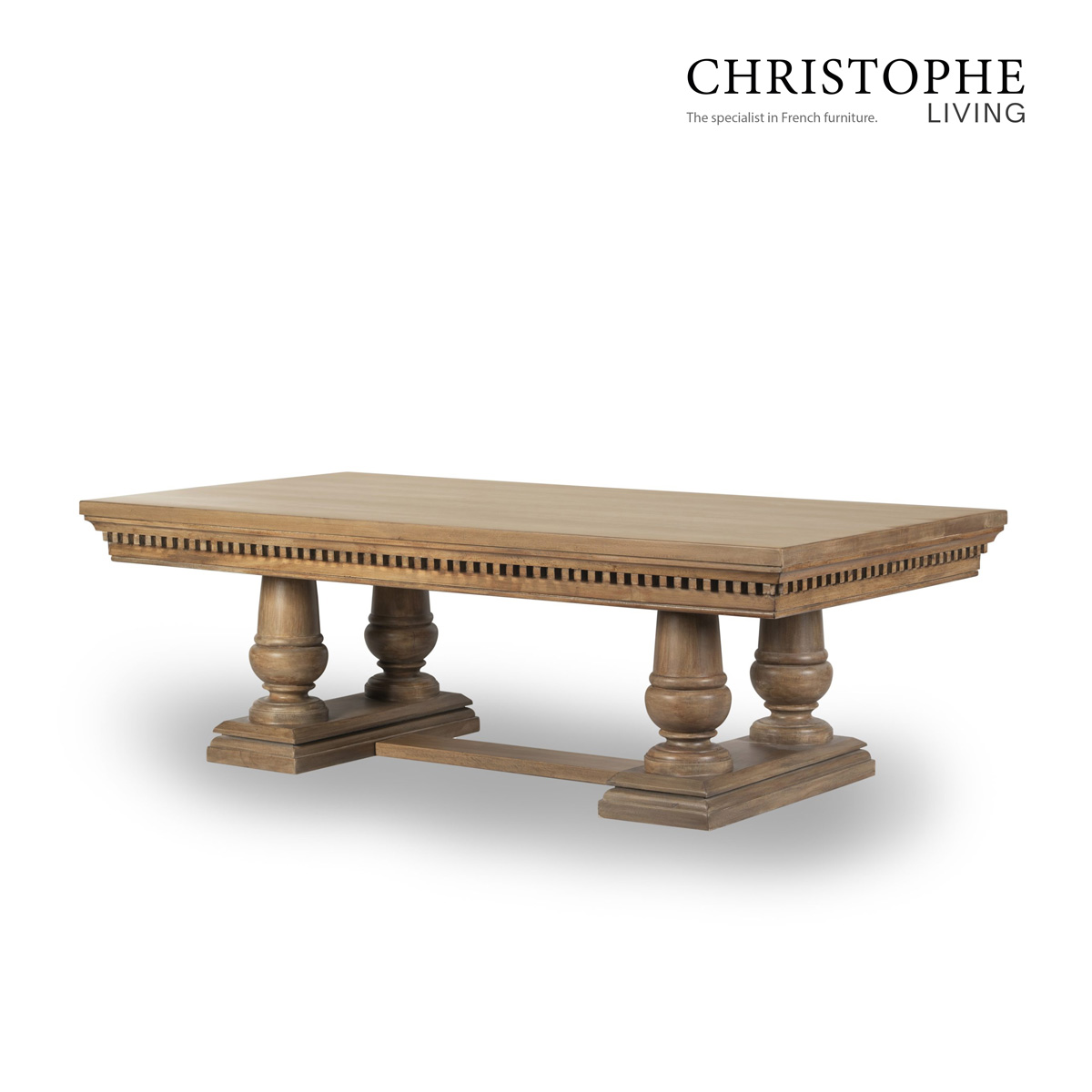 Valentino French Provincial Coffee Table - Solid Timber in Natural Walnut Grey for Living Room