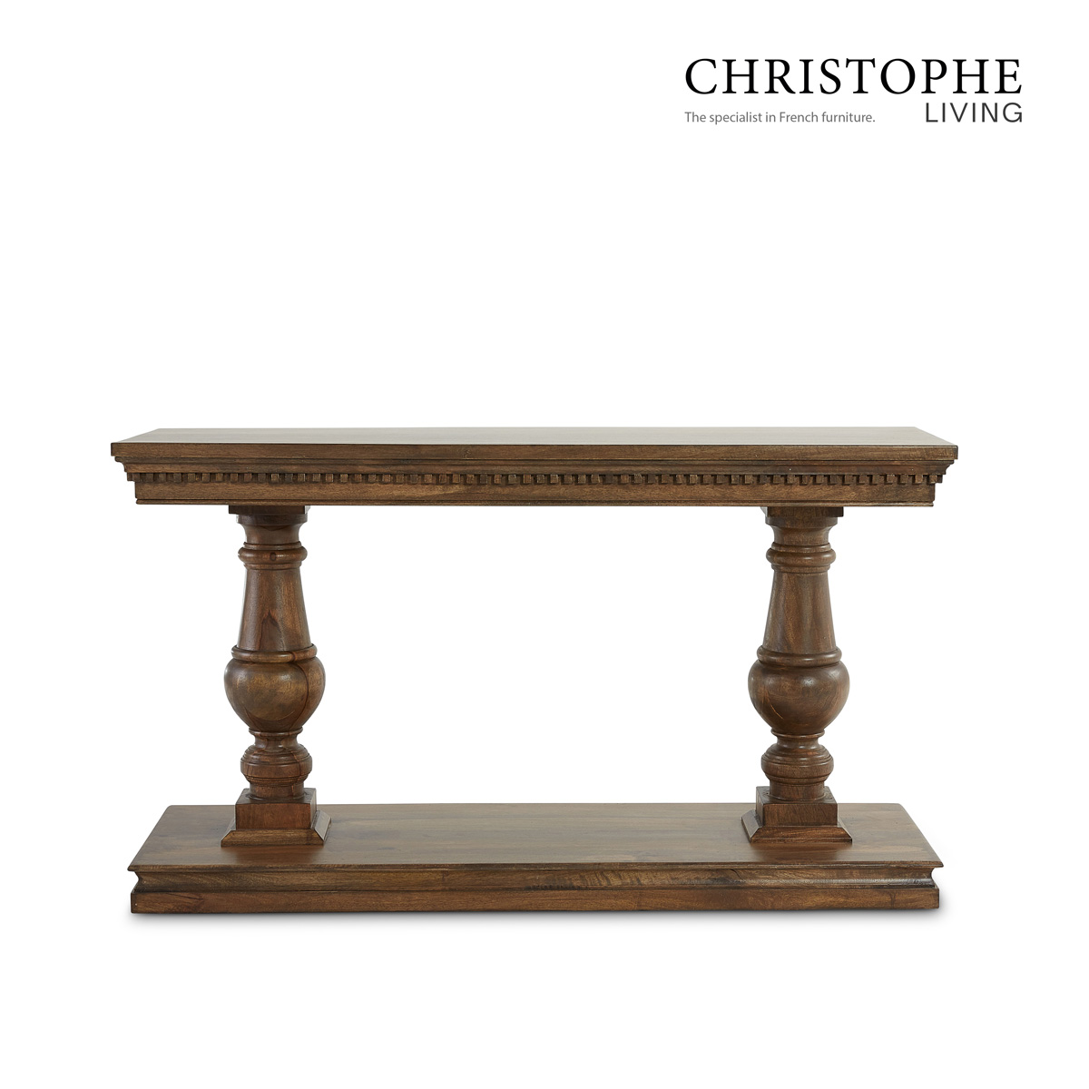 Valentino French Provincial Console Table in Dark Walnut Stain for Living Room, Hallway, or Dining Room