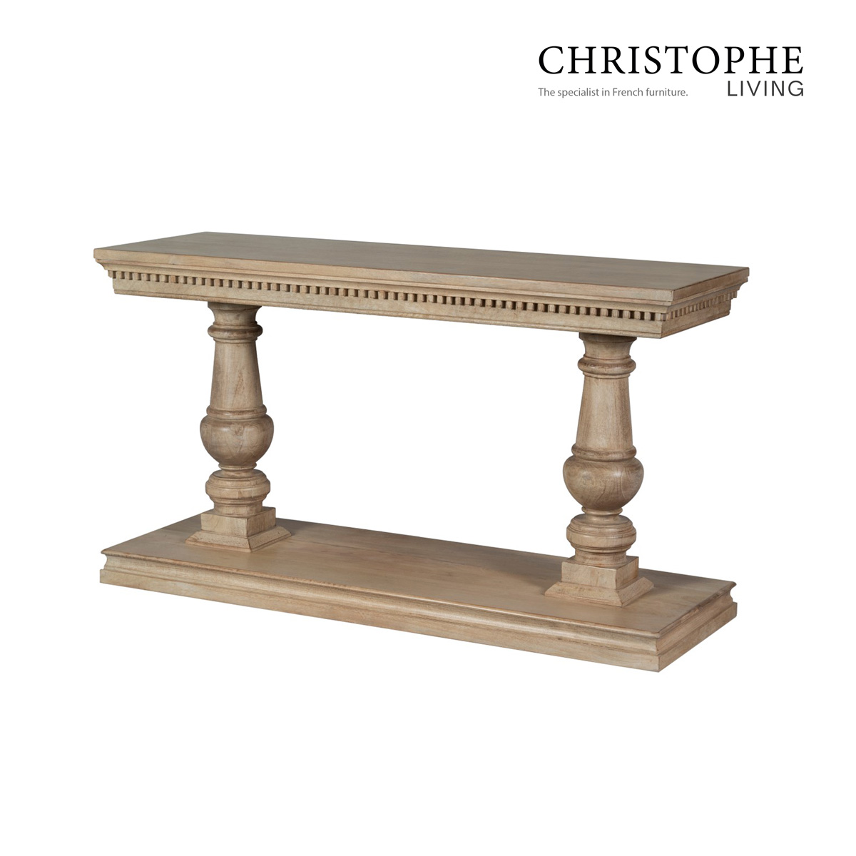 Valentino French Provincial Console Table - Solid Timber in Light Walnut Finish for Living Room and Hallway