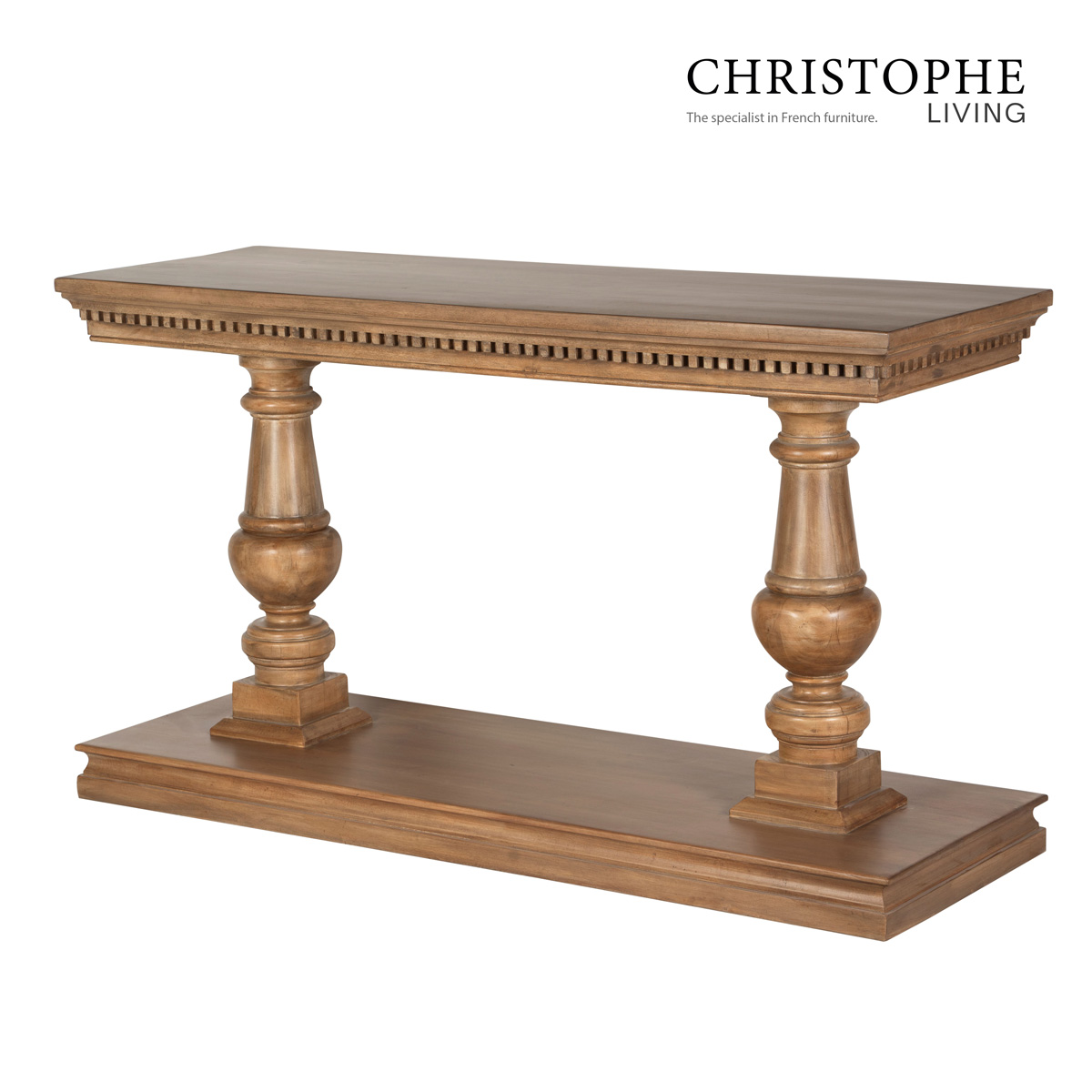 Valentino French Provincial Console Table - Solid Timber with Walnut Stain for Living Room and Hallway