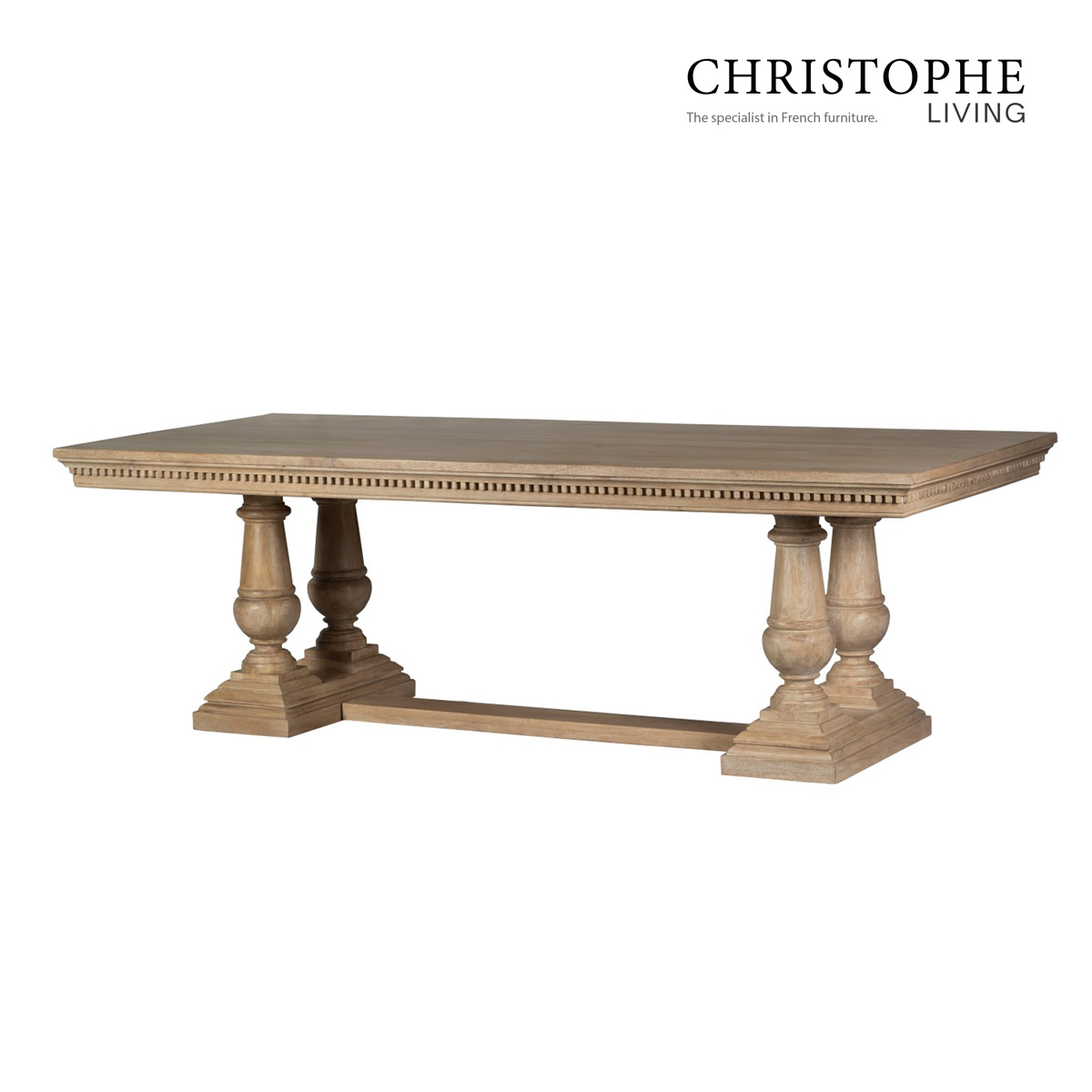 Valentino French Provincial 10-Seater Rectangular Dining Table - Light Walnut Finish