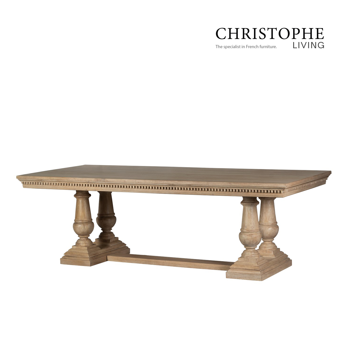 Valentino French Provincial 10-Seater Dining Table in Light Walnut Stain