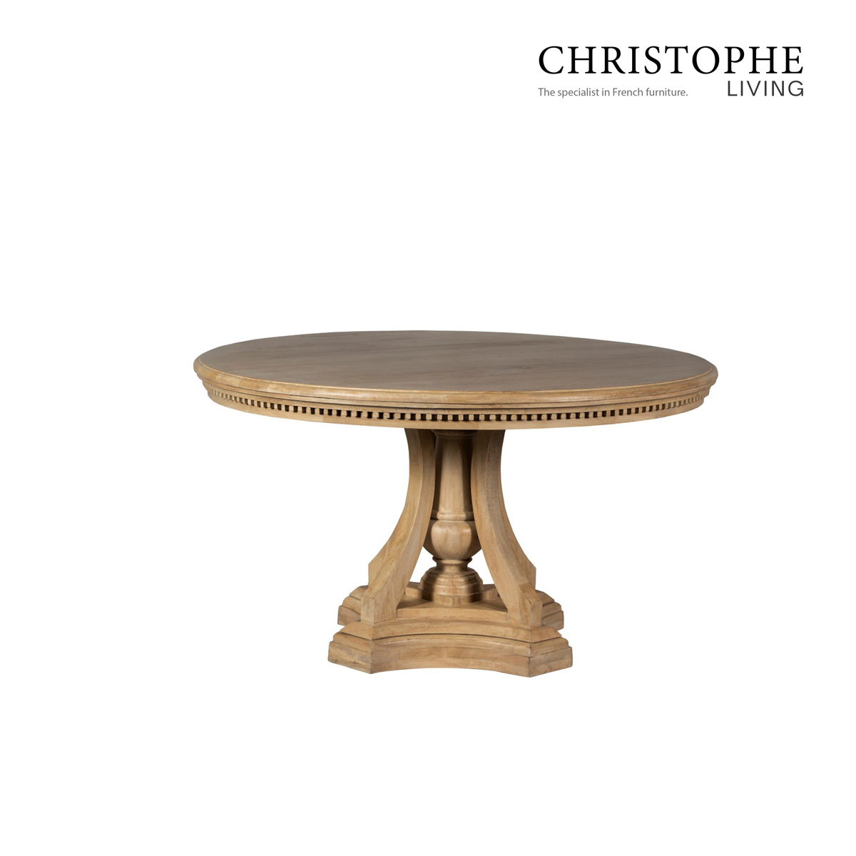 Valentino French Provincial Round Dining Table 140cm - Elegant Mud Grey Finish