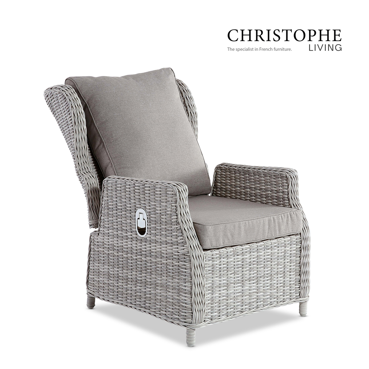 Whitehaven Classic Outdoor Reclining Chair in White Grey Wicker