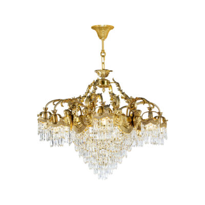 Adelaide Grand 14-Light Chandelier in Brass and Crystal