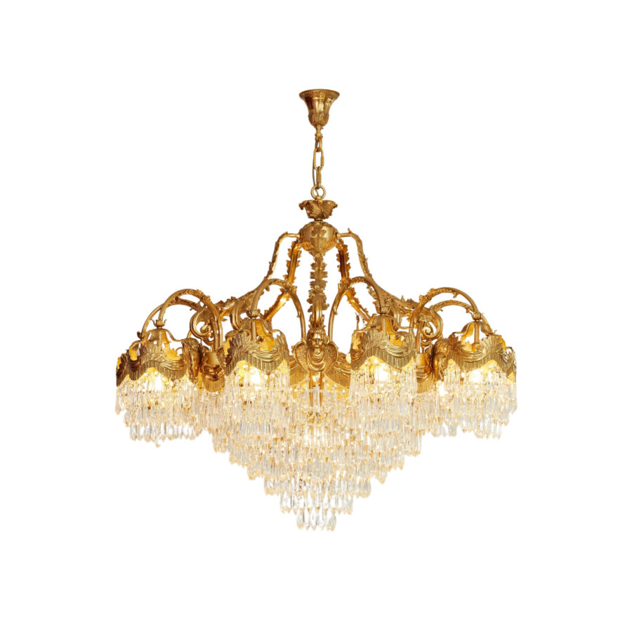 Adelaide Ornate 17-Light Chandelier in Brass and Crystal