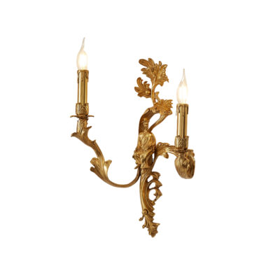 Adelaide Ornate 2-Light Wall Lamp in Brass with Male Figure and Crystal Accents