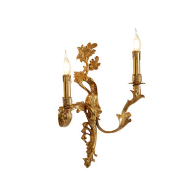 Adelaide Regal 2-Light Wall Lamp in Brass with Crystal Detailing and Male Figure Design on Right Side