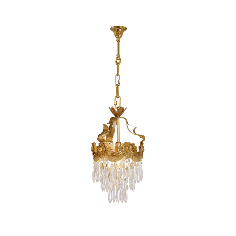 Adelaide Elegant 1-Light Pendant in Brass and Crystal