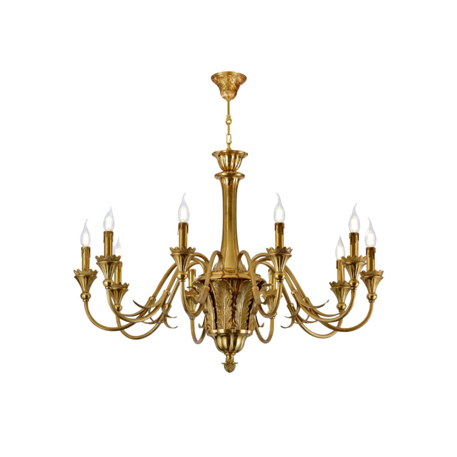 Adeline Ornate 10-Light Chandelier in Brass