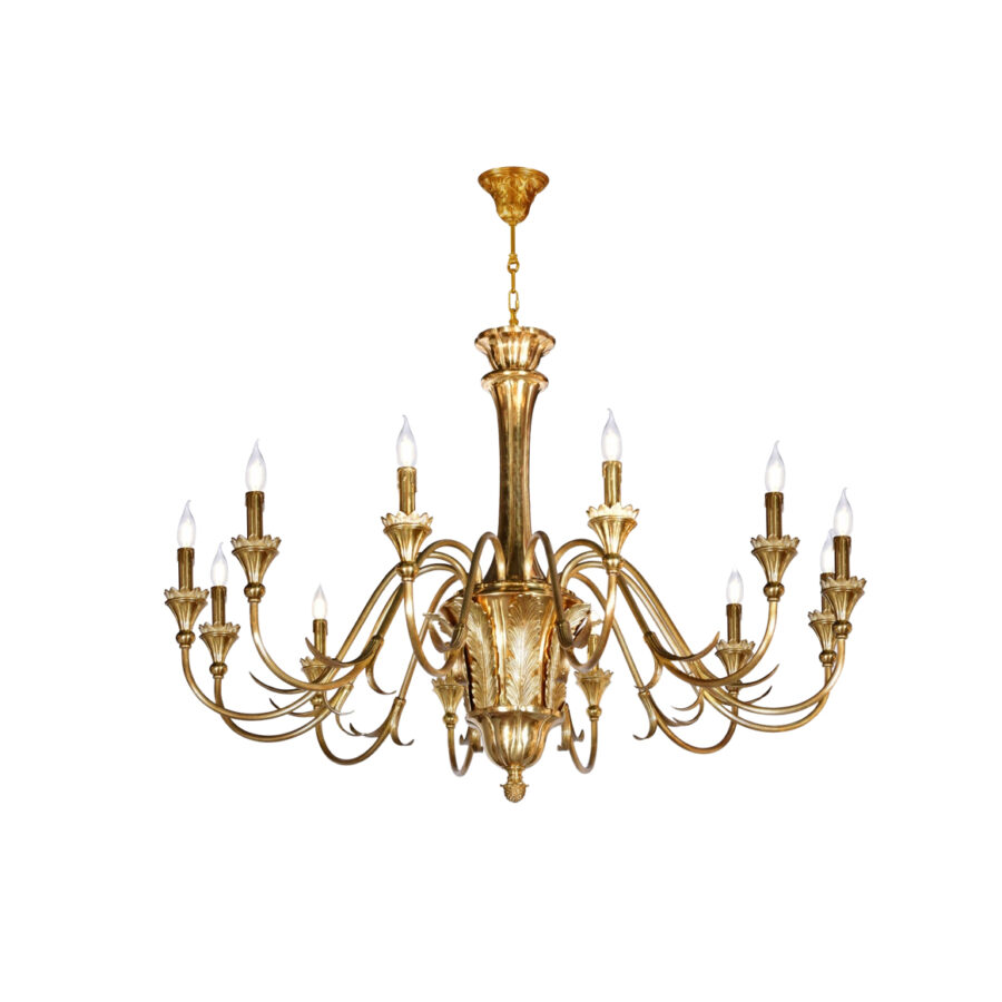 Adeline Ornate 12-Light Chandelier in Brass