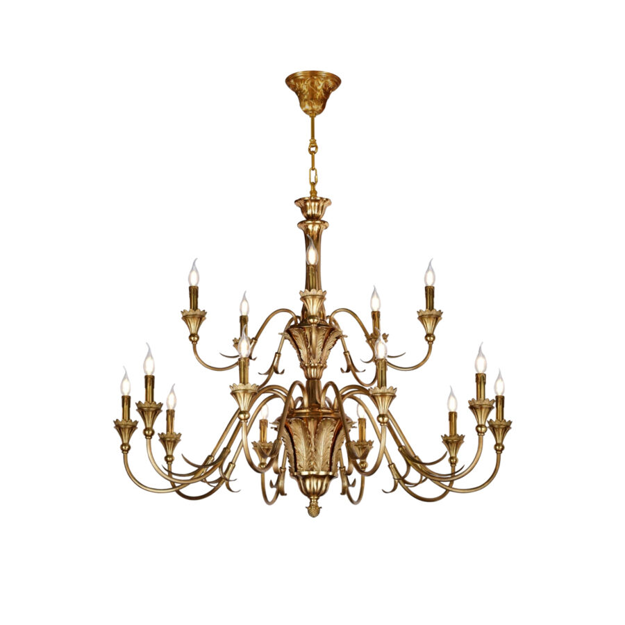 Adeline Ornate 15-Light Chandelier in Brass