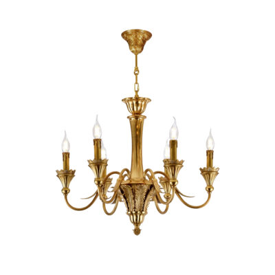 Adeline Ornate 6-Light Chandelier in Brass